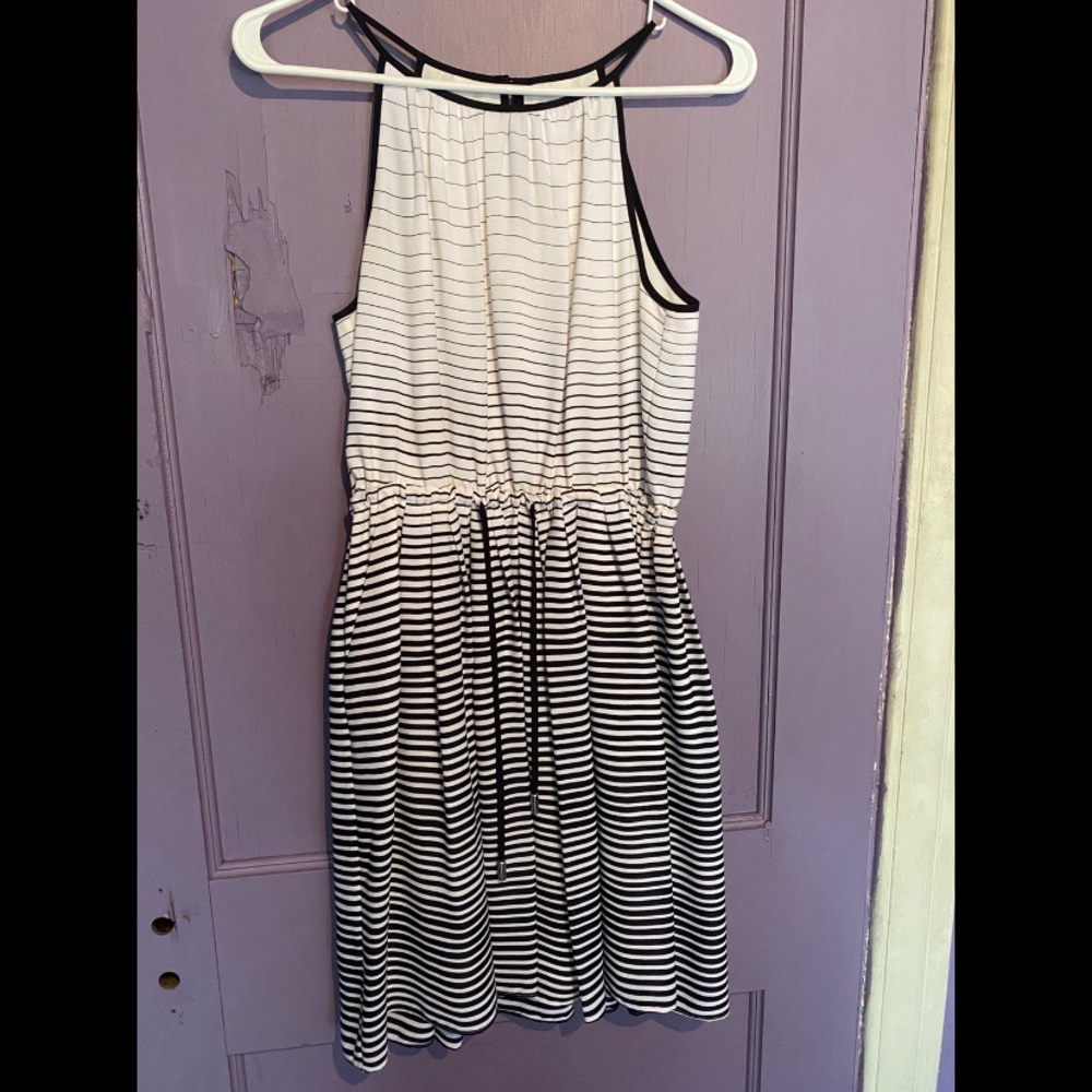 Banana republic black and white striped dress